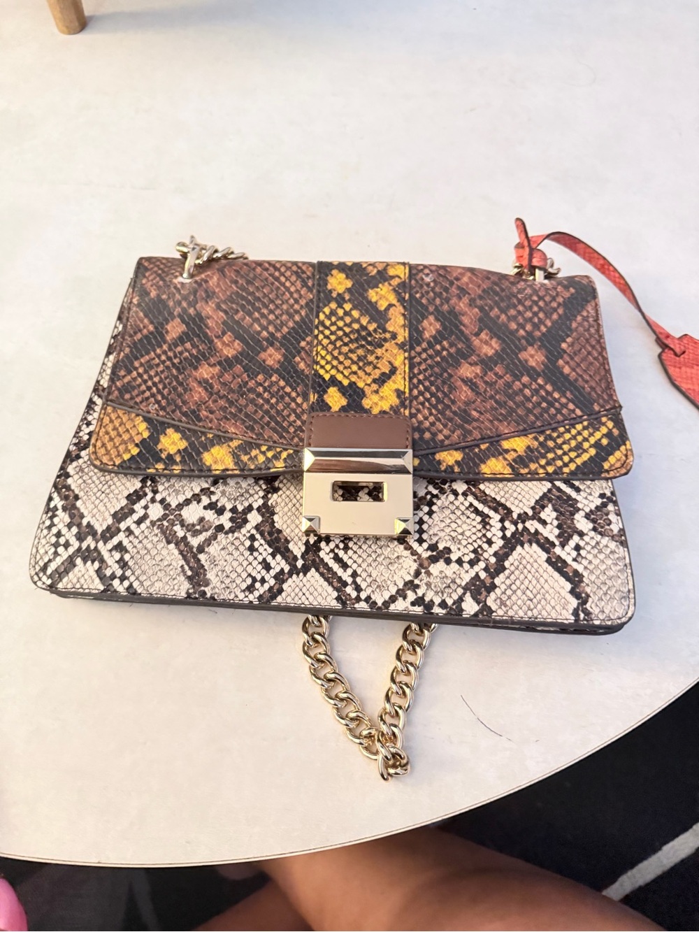 Aldo Multicolor Snake-Print Chain Shoulder Bag